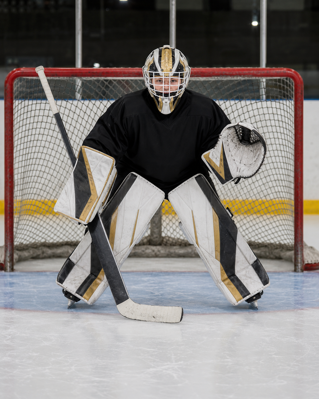 Goalie in ready stance